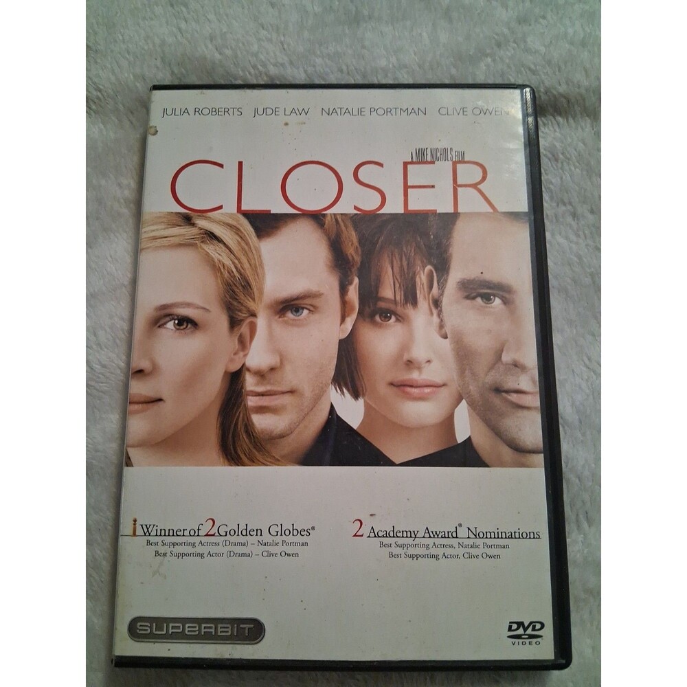 (#82) Closer (DVD, 2005) Julia Roberts, Jude Law, Natalie Portman, Clive Owen